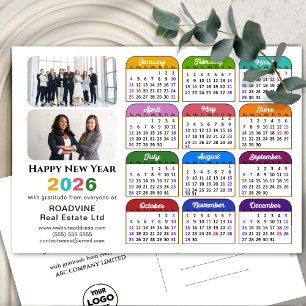 Business Logo 2025 Calendar Modern Black Colourful Holiday Postcard