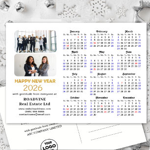 Business Logo 2025 Calendar Modern Gold Glitter Holiday Postcard