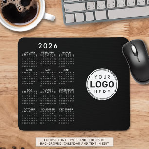 Business Logo 2026 Calendar Custom Colours Simple Mouse Pad