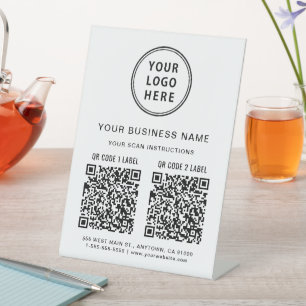 Business Logo 2 QR Codes Pedestal Sign