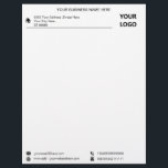Business Logo Address Contact Info Letterhead<br><div class="desc">Custom Simple Black and White Address Contact Information Professional Business Office Letterhead with Logo - Add Your Logo / Image / Business Name - Company / Address / Phone / Fax / E-mail and Website - Contact Information - Choose / Add Your Favourite Text / Font / Colours - Resize...</div>