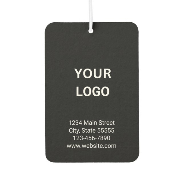 Business Logo Address Phone Website Black & White Air Freshener (Front)