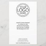 Business Logo Advertisement, Contact Info Flyer<br><div class="desc">Add your corporate branding and make a special offer or invitation to check out your small business. Perfect for a neighbourhood advertising blast, these logo flyers are simple in design. You can change the background colour to match the colour that coordinates with your company logo. The extra lines of type...</div>