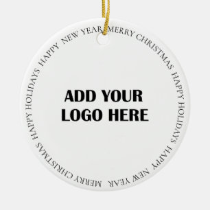 Business Logo and Information Customer   Ceramic Ornament