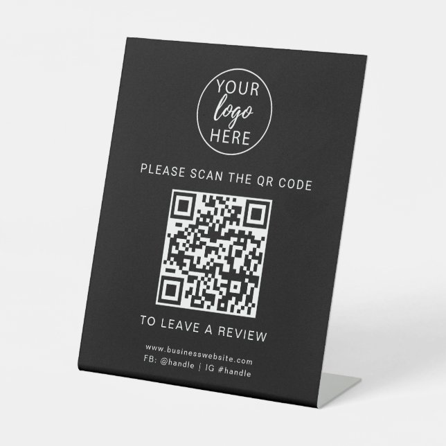 Business logo and QR Code Custom Pedestal Sign (Front)