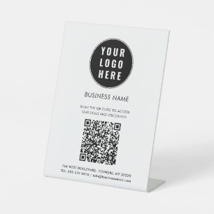 Business Logo and QR Code Custom Pedestal Sign
