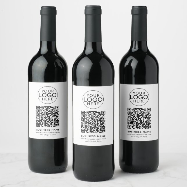 Business Logo and QR Code Custom Wine Label (Bottles)