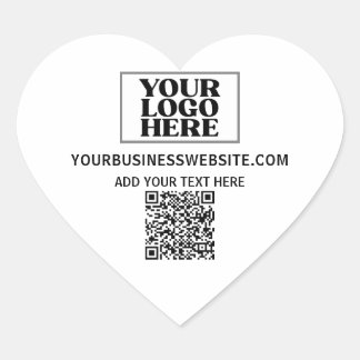 Business Logo and QR Code Heart Sticker
