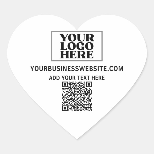 Business Logo and QR Code Heart Sticker (Front)