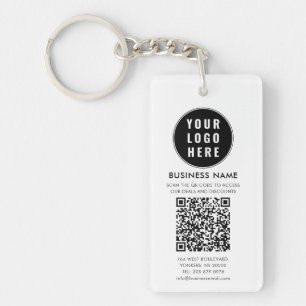 Business Logo and QR Code Modern Keychain