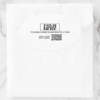 Business Logo and QR Code Oval Sticker