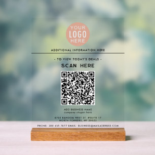 Business Logo and QR Code Promotional Marketing Acrylic Sign