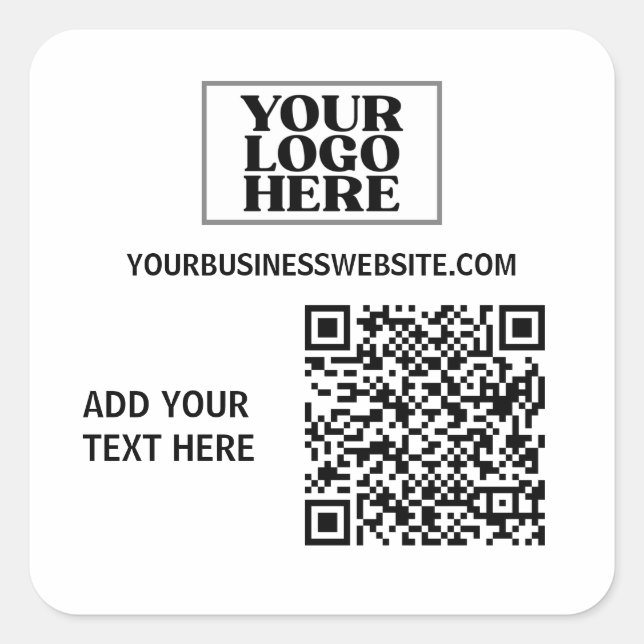 Business Logo and QR Code Square Sticker (Front)