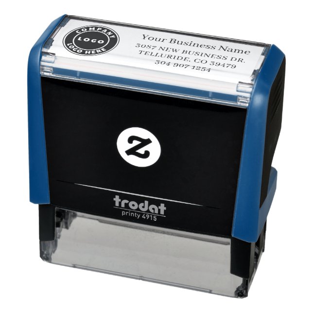 Business Logo and Return Address Modern Self-inking Stamp (Product)
