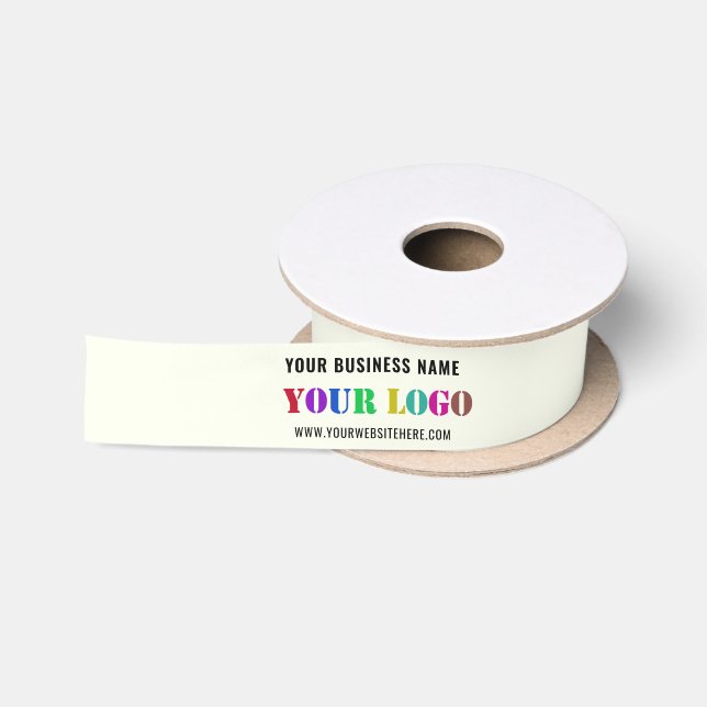 Business Logo and Text Promotional Ribbon Template Satin Ribbon (Spool)
