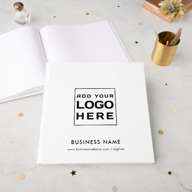 Business Logo and Website Custom Visitors Guest Book (Front Open)