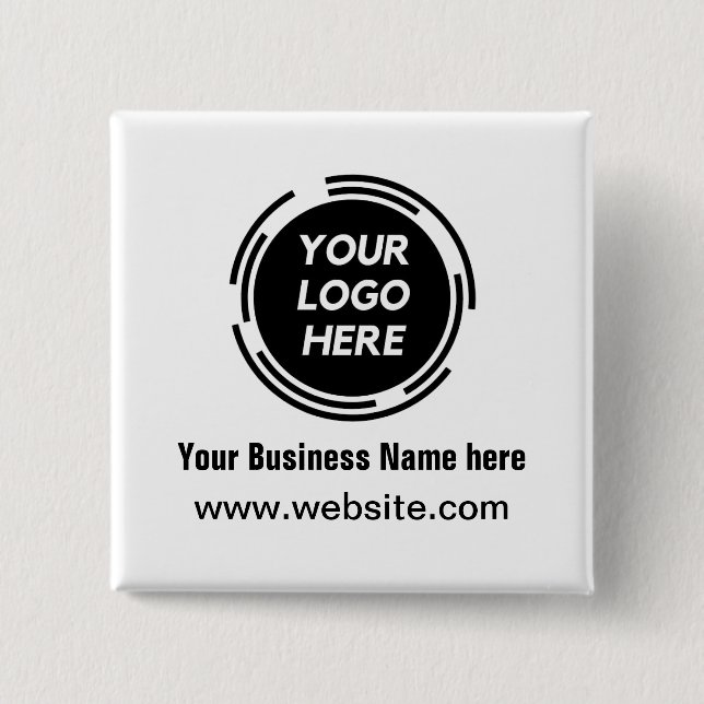 Business Logo Basic Employee Staff Name 2 Inch Square Button (Front)