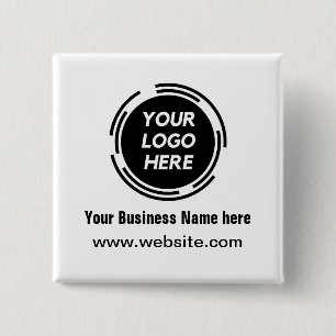 Business Logo Basic Employee Staff Name 2 Inch Square Button