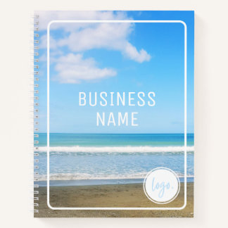 BUSINESS LOGO BEACH PHOTO SAND BLUE SEA SKY CLOUDS NOTEBOOK