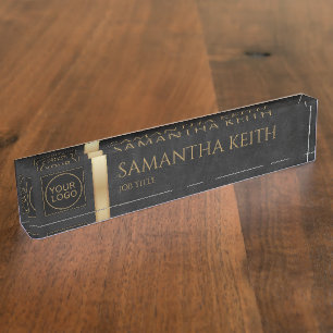 Business Logo Black and Golden Nameplate