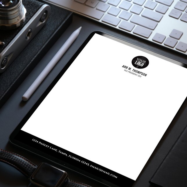 Business Logo Black and White Simple Letterhead (Creator Uploaded)