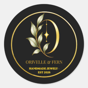 Business logo black classic round sticker