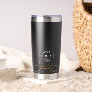 Business Logo Black Gold Dots Branded Insulated Tumbler