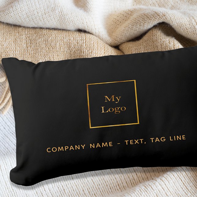 Business logo black gold elegant lumbar pillow (Creator Uploaded)