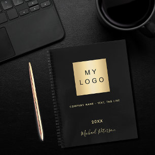 Business logo black gold elegant monogram notebook