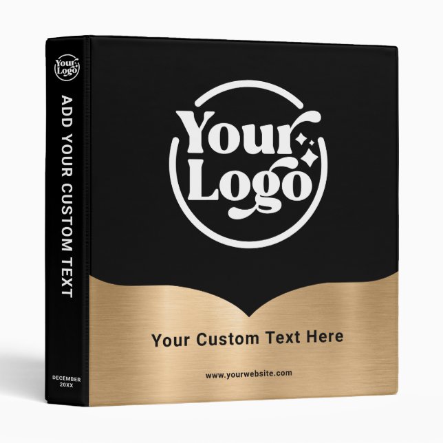 Business Logo Black Metallic Gold Company Binder (Front/Spine)