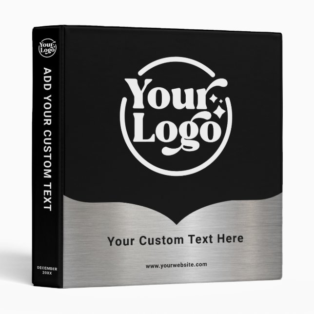Business Logo Black Metallic Silver Company Binder (Front/Spine)