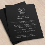 Business Logo | Black Minimalist Promotional Flyer<br><div class="desc">A simple custom black business flyer template in a modern minimalist style which can be easily updated with your company logo, contact details and custom flyer text. The perfect solution for any business to include details of your products, services, promotions event pricing and much more! If you need any help...</div>