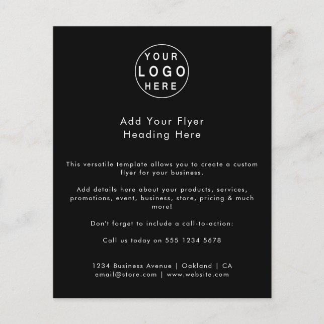 Business Logo | Black Minimalist Promotional Flyer (Front)