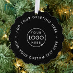 Business Logo | Black Modern Minimalist Christmas Ornament Card<br><div class="desc">Simple,  stylish custom black business logo round christmas ornament in a modern minimalist style. You can easily add your company logo and custom text (eg. happy holidays or merry christmas) for the perfect holiday promotional favour with a corporate professional feel. #logo #business #christmas #ornament</div>