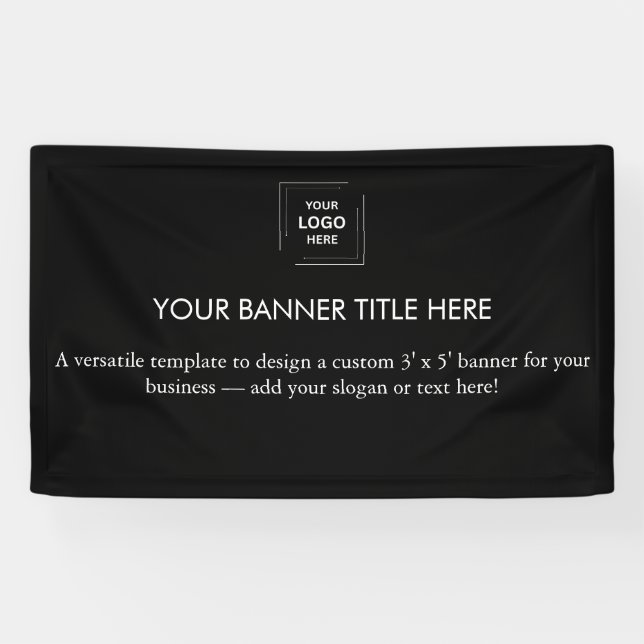 Business Logo | Black Modern Professional 5'  Banner (Horizontal)