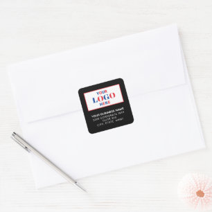 Business Logo Black Square Return Address Labels