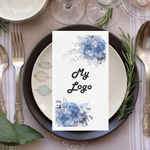 Business logo blue florals brand colour napkin