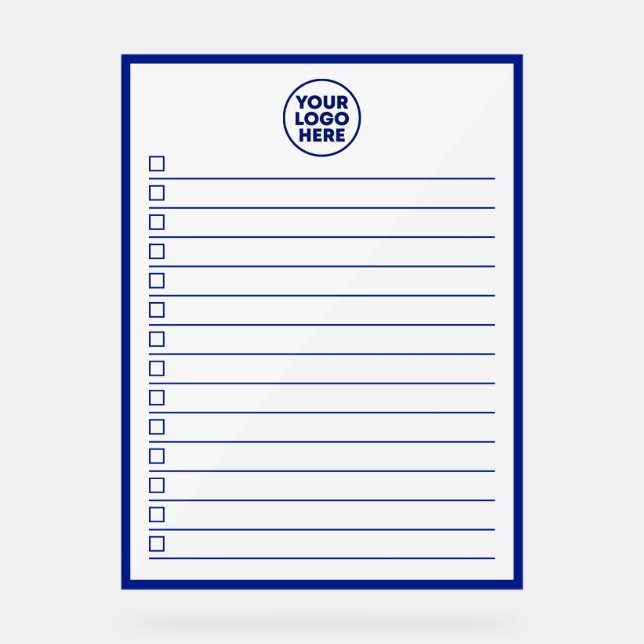 Business Logo Blue To Do List Dry Erase Board Acrylic Sign (Front)
