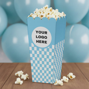 Business Logo Blue & White Checkerboard Movie Favor Box