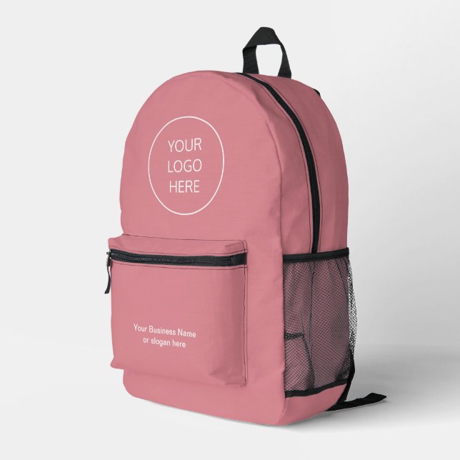 Business Logo Blush Pink Backpack (Back Corner Right)