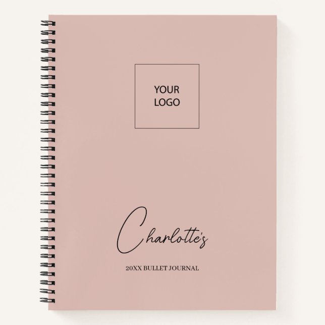  Business Logo Blush Pink Elegant Bullet Journal (Front)
