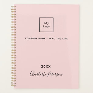 Business logo blush pink elegant monogram 2026 planner