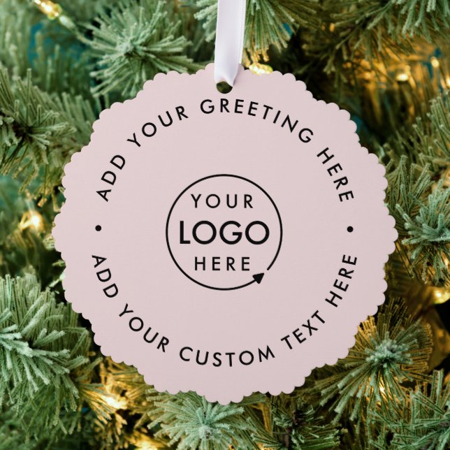 Business Logo | Blush Pink Modern Christmas Ornament Card (Insitu (Tree))