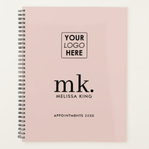 Business Logo Blush Pink Modern Monogram Initials Planner