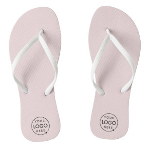 Business Logo   Blush Pink Modern Promotional Flip Flops