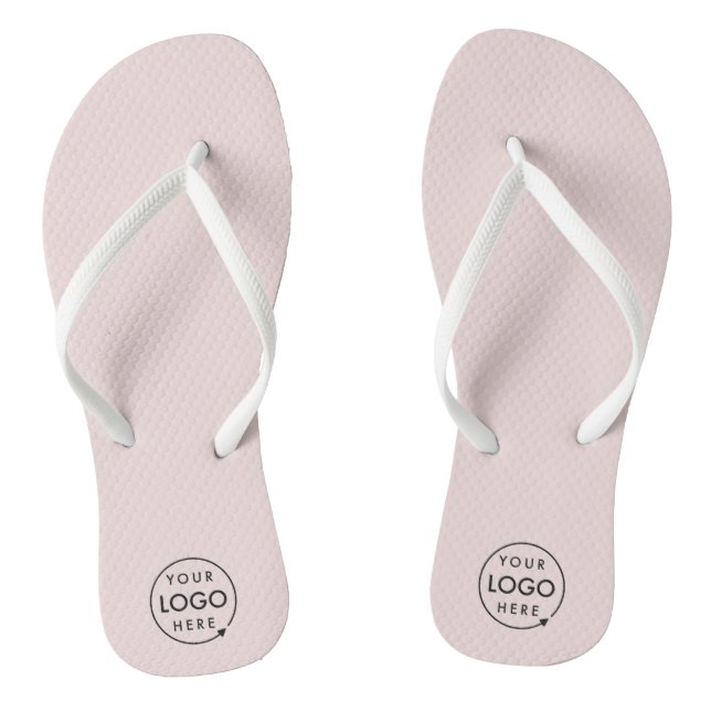 Business Logo | Blush Pink Modern Promotional Flip Flops (Footbed)