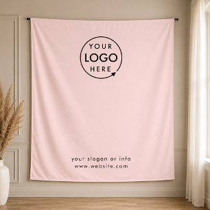 Business Logo Blush Pink Photo Backdrop Tapestry