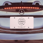 Business Logo | Blush Pink Simple Professional License Plate<br><div class="desc">A simple custom blush pink business car license plate template in a modern minimalist style which can be easily updated with your company logo and details.</div>