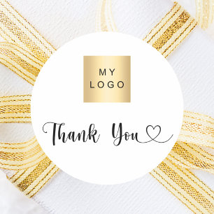 Business logo brand colour thank you classic round sticker