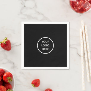 Business Logo Branded Company Promotional Black Napkin